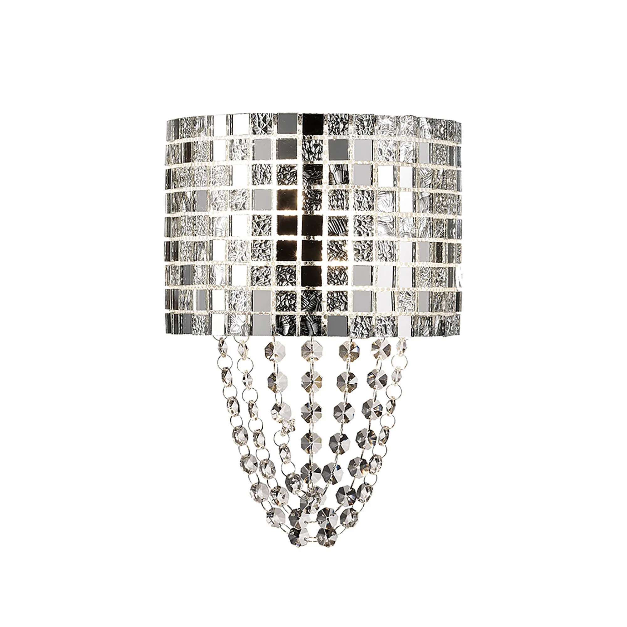 Camden Polished Chrome Crystal Wall Lights Diyas Flush Crystal Wall Lights